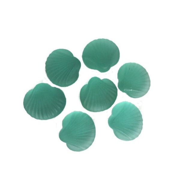 Designer Frosted Sea Glass Clam Shells Vase Fillers Decor Aqua Green - Picture 2 of 7